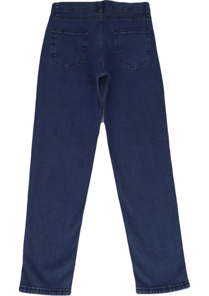 Fistan Store Kadın Koyu Mavi Yüksek Bel Normal Kesim Dar Paça Jean Pantolon