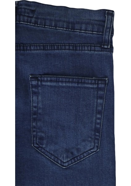 Fistan Store Kadın Koyu Mavi Yüksek Bel Normal Kesim Dar Paça Jean Pantolon