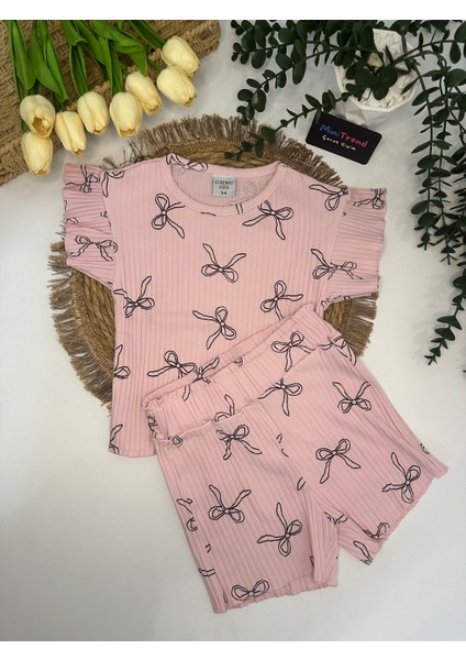 Kız Çocuk Pamuklu Şort‑tişört Pijama Takımı