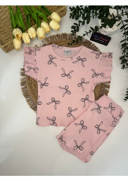 Kız Çocuk Pamuklu Şort‑tişört Pijama Takımı