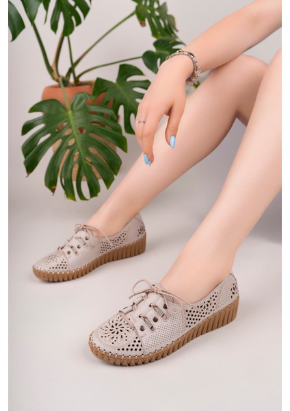 Kadın Hakiki Deri Taş Lazer Günlük Yumuşak Taban Ayakkabı