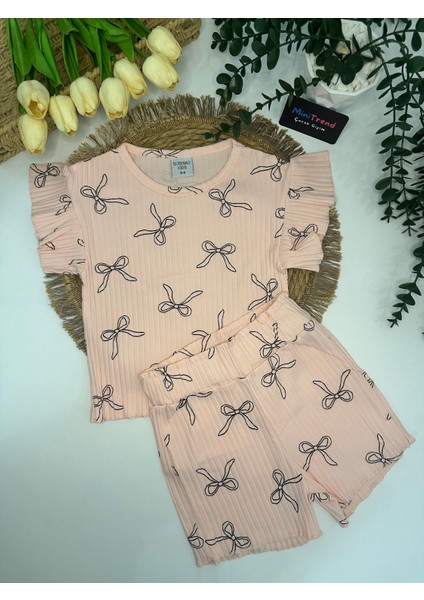 Kız Çocuk Pamuklu Şort‑tişört Pijama Takımı Somon fiyatları