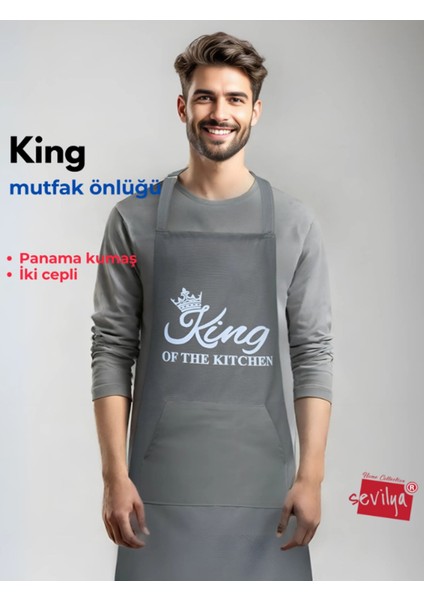 King Ayarlanabilir Askılı Mutfak Önlüğü Şef Önlüğü