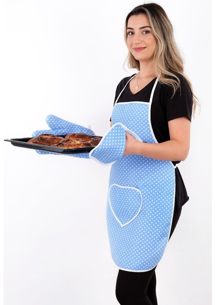 Trendy 3lü Set Sıvı Geçirmez Mutfak Önlüğü, Isıya Dayanıklı Fırın Eldiveni ve Tutacak Takımı modelleri