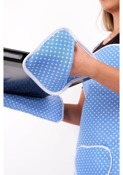 Trendy 3lü Set Sıvı Geçirmez Mutfak Önlüğü, Isıya Dayanıklı Fırın Eldiveni ve Tutacak Takımı