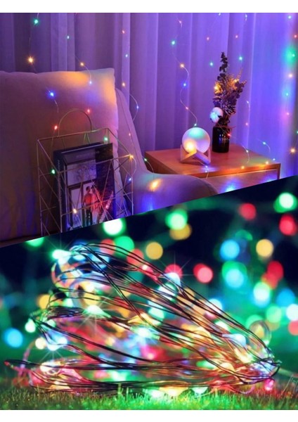 5 Metre Pilli Rgb Peri LED Ince Tel Dekoratif Lambası Renkli Dekor Perde Ledli Bahçe Oda Kafe Duvar