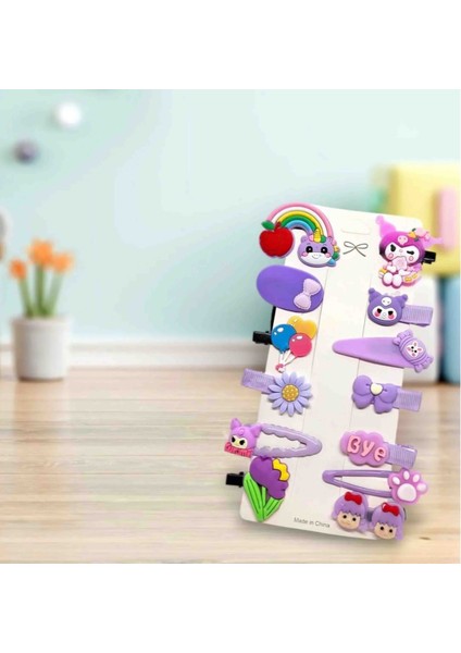 Kuromi Pens Çıt Çıt Karışık 13’lü Çocuk Toka Seti- Kuromili Toka modelleri