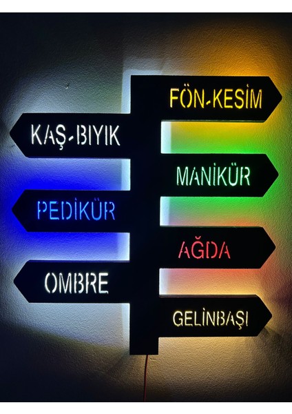 Kadın Kuaför Ledli Tablo 5mm, Duvar Dekor Ahşap, Neon Işık,duvar Süsü