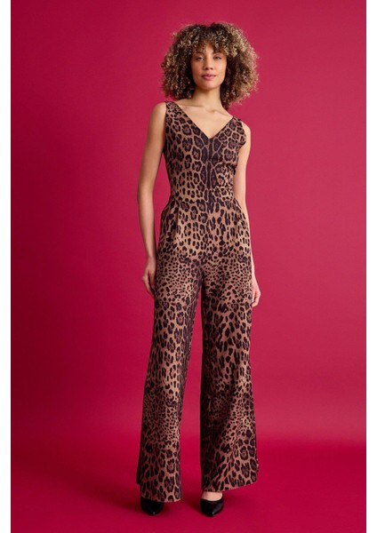 Sırt Detaylı Leopar Tulum