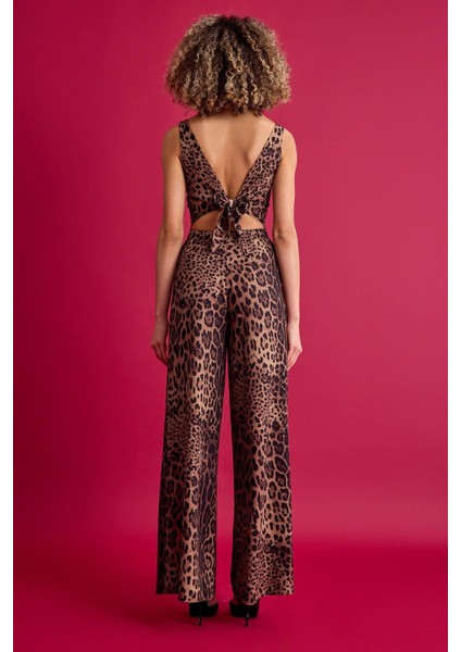 Sırt Detaylı Leopar Tulum