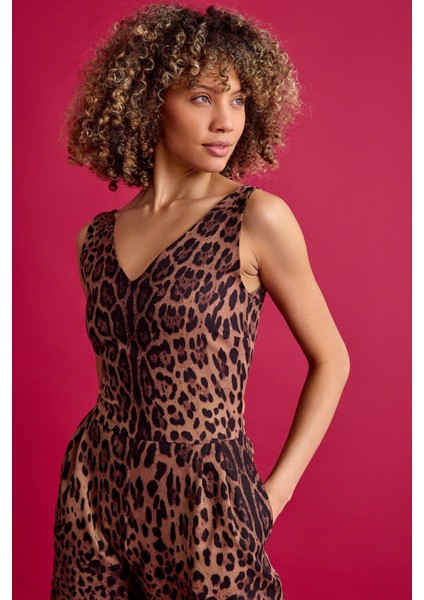 Sırt Detaylı Leopar Tulum