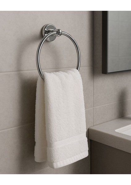 Pirinç Halka Havluluk – Paslanmaz Banyo Havlu Askısı , Duvara Monte , Krom Renk