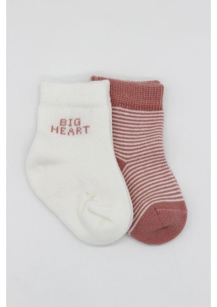Nessiworld Bistyle Big Heart Penye Soket Çorap 2'li BS10117 Pudra