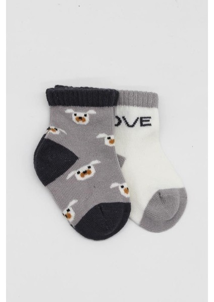 Nessiworld Bistyle Love Dog Penye Soket Çorap 2'li BS10118 Gri