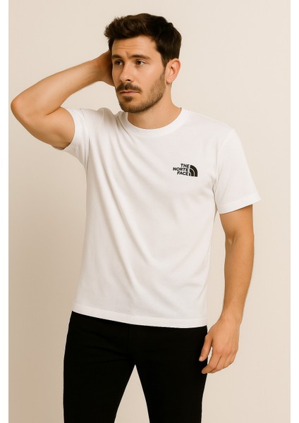 The North Face Pamuk Penye Bisiklet Yaka T-Shirt Ekru