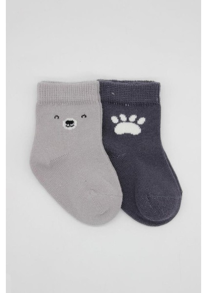 Nessiworld Bistyle Bear Penye Soket Çorap 2'li BS10116 Gri