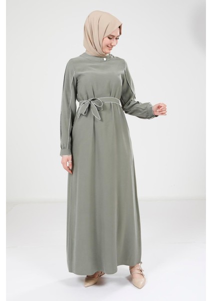 Biye Detaylı Haki Elbise 9383 fiyatları