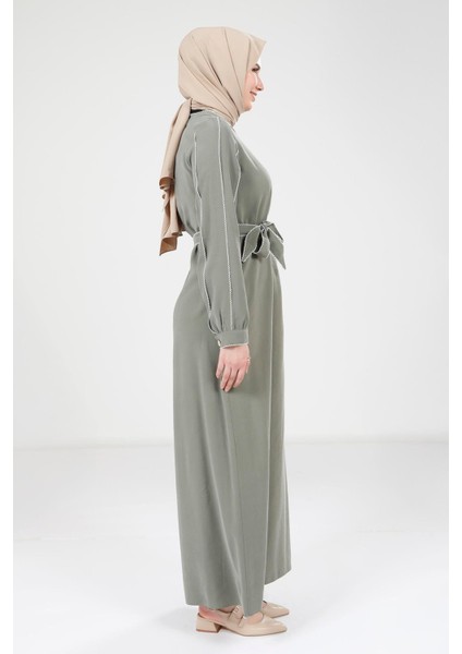 Biye Detaylı Haki Elbise 9383 indirimleri