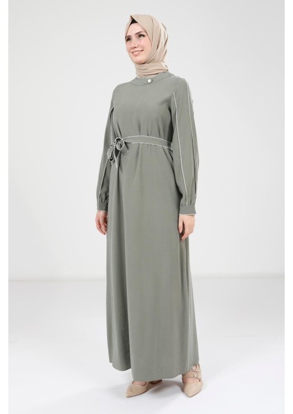 Biye Detaylı Haki Elbise 9383 fırsatları