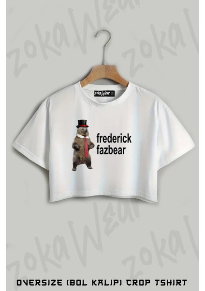 Frederick Fazbear Baskılı Oversize Crop T-Shirt