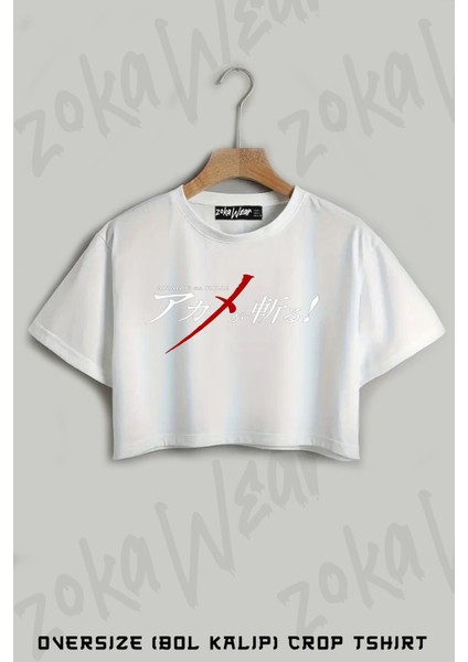 Akame Ga Kill Logo Baskılı Oversize Crop T-Shirt
