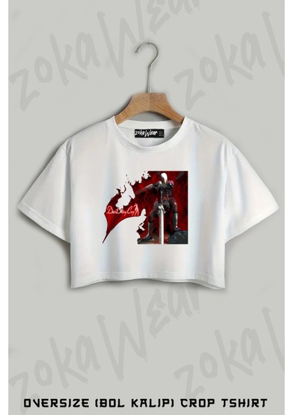 Devil May Cry V2 Baskılı Oversize Crop T-Shirt