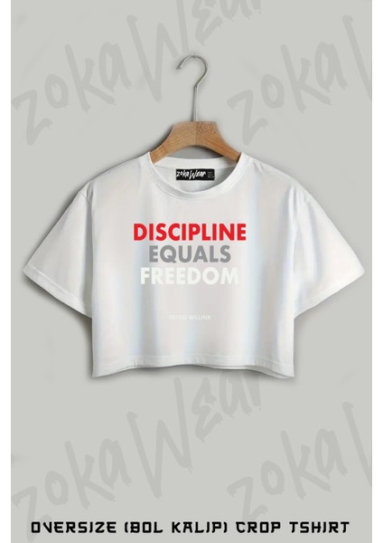 Discipline Equals Freedom Jocko Willink Baskılı Oversize Crop T-Shirt