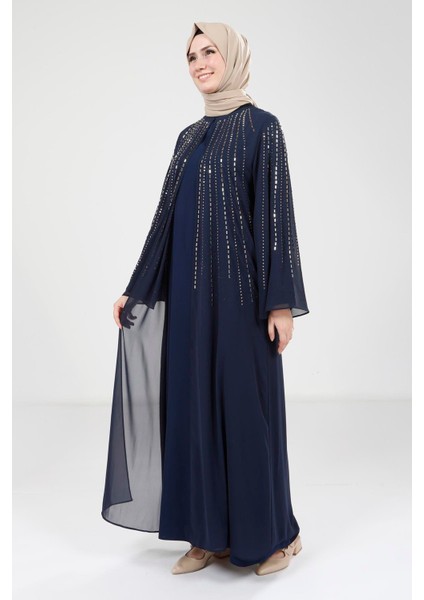 Baget Taşlı Lacivert Elbise 9270 fiyatları