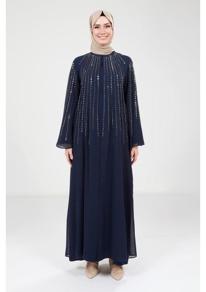 Baget Taşlı Lacivert Elbise 9270 modelleri