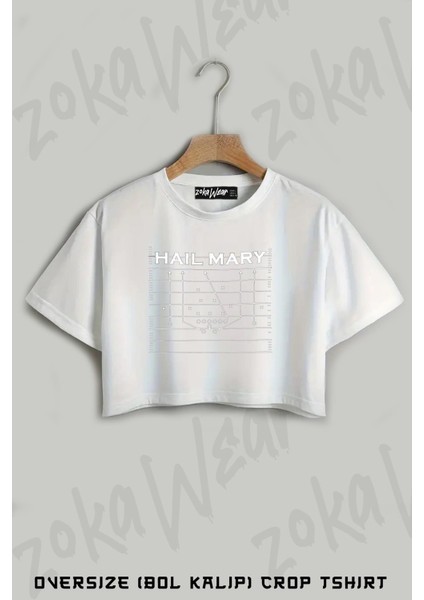 Amerikan Futbolu American Football Baskılı Oversize Crop T-Shirt