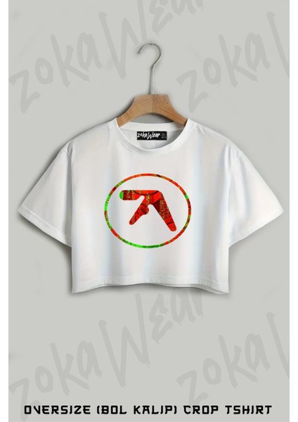 Aphex Twin V2 Baskılı Oversize Crop T-Shirt