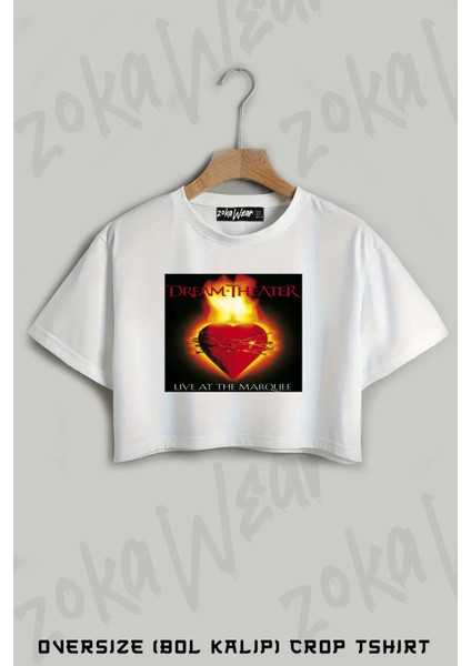 Dream Theater Marquee Baskılı Oversize Crop T-Shirt