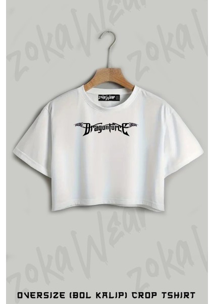 Dragonforce Baskılı Oversize Crop T-Shirt
