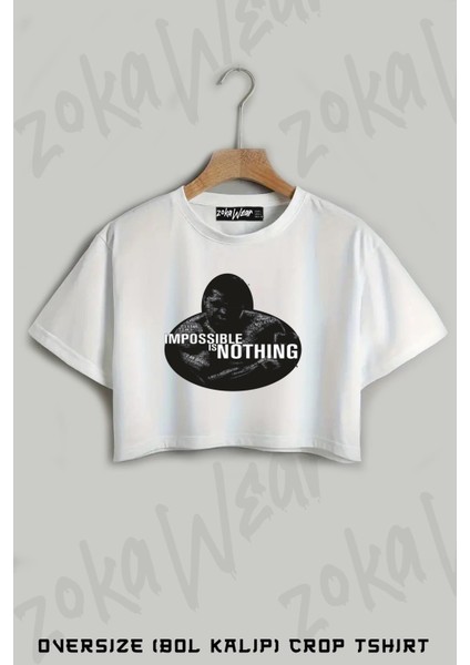 Muhammed Ali Baskılı Oversize Crop T-Shirt