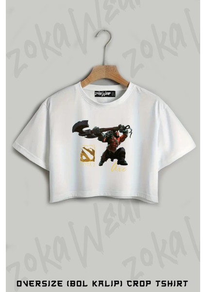 Dota 2 Axe Baskılı Oversize Crop T-Shirt