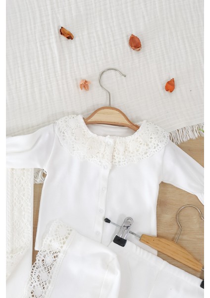 Kız Bebek Natural Pamuk Kumaş 6 Li Dantelli Lüks Battaniyeli Hastane Çıkışı Zıbın Seti STL7018 fiyatları