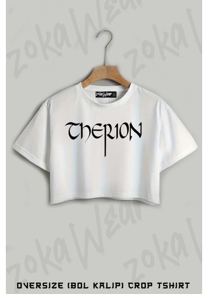 Therion 2 Baskılı Oversize Crop T-Shirt