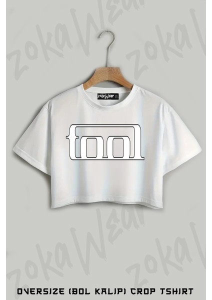 Logo Tool Baskılı Oversize Crop T-Shirt