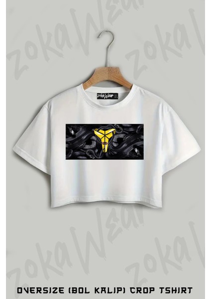 Black Mamba 3 Baskılı Oversize Crop T-Shirt
