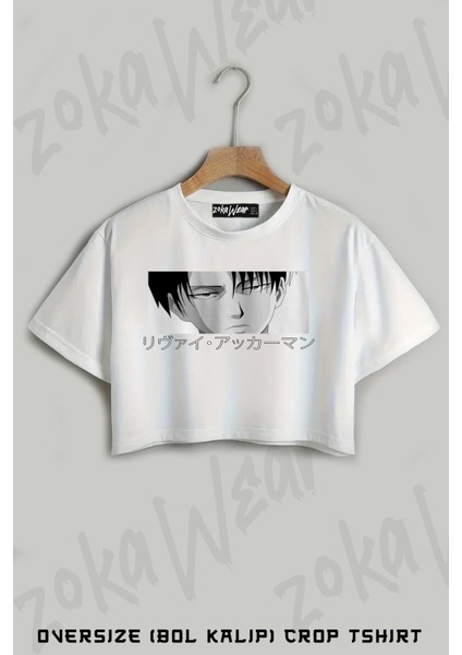 Attack On Titan Levi Ackermann Baskılı Oversize Crop T-Shirt