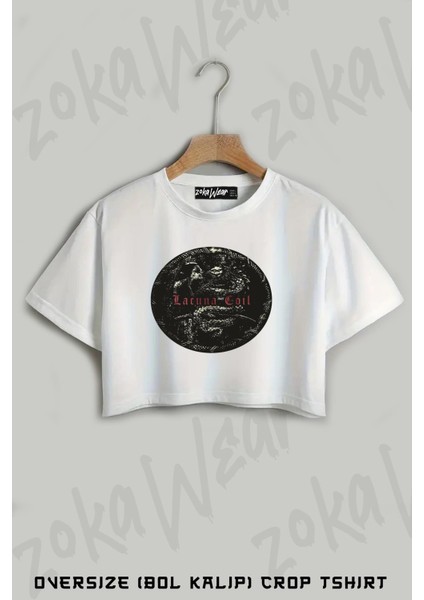 Anima Lacuna Coil Baskılı Oversize Crop T-Shirt
