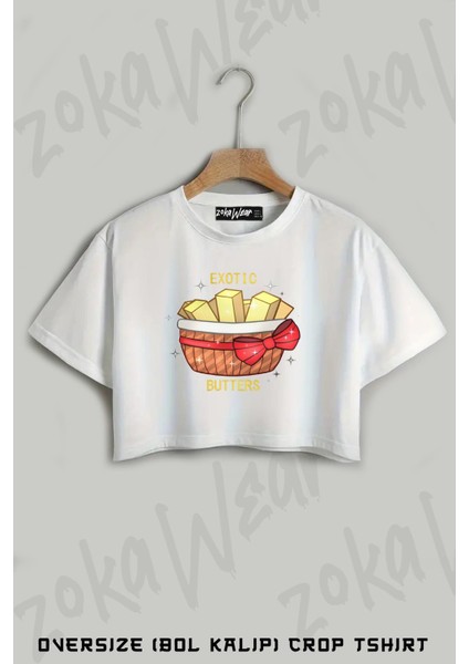 Fnaf Exotic Butters Baskılı Oversize Crop T-Shirt