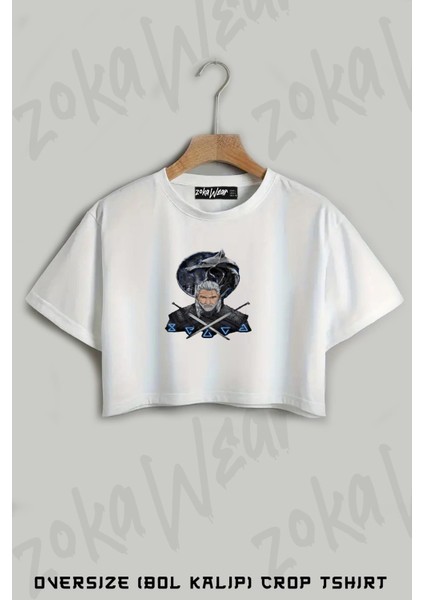 The Witcher V2 Baskılı Oversize Crop T-Shirt