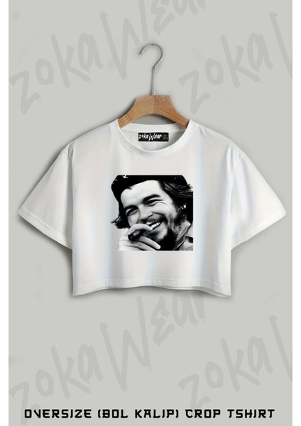 Che Guevara V4 Baskılı Oversize Crop T-Shirt