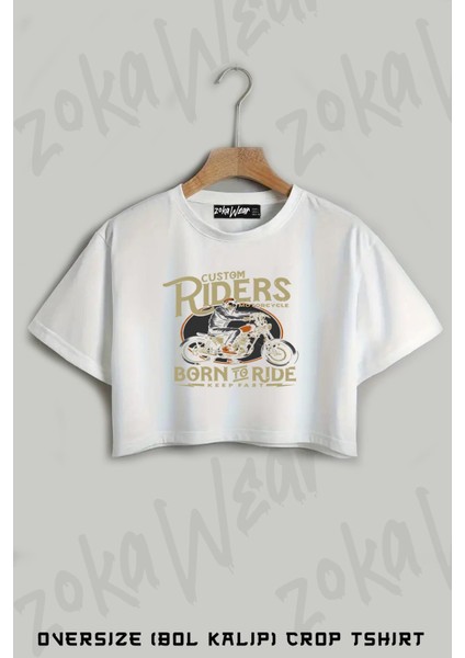 Born To Die Motor Baskılı Oversize Crop T-Shirt
