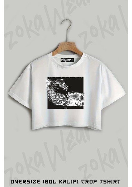 Final Fantasy Xvi Fate Baskılı Oversize Crop T-Shirt