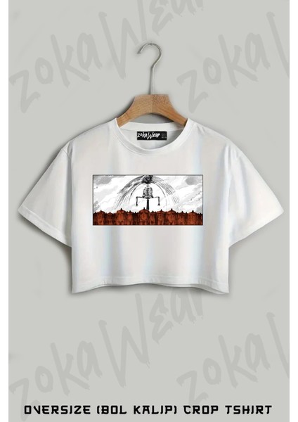 Attack On Titan Titanlar Anime Karakter Baskılı Oversize Crop T-Shirt