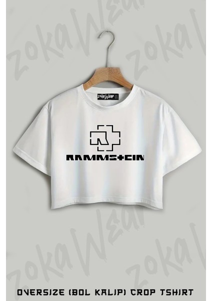 Logo V2 Rammstein Baskılı Oversize Crop T-Shirt