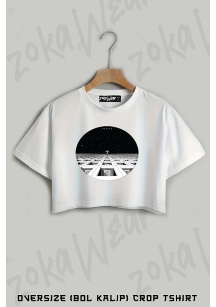 Blue Oyster Cult Baskılı Oversize Crop T-Shirt