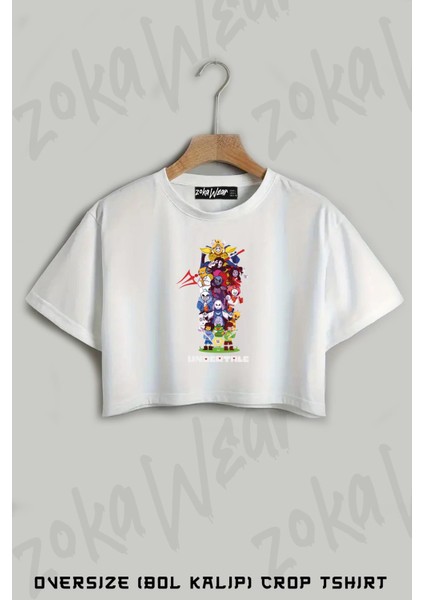 All Undertale 2 Baskılı Oversize Crop T-Shirt